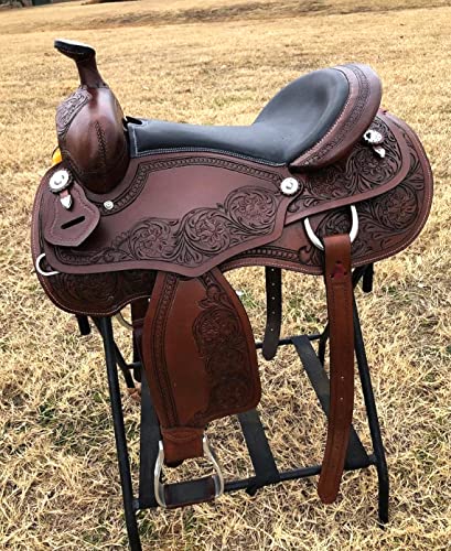 Selle de cheval Western Pleasure Trail Barrel en cuir avec cristal violet de 25,4 cm à 45,7 cm de qualité supérieure ME-WLS-101 (28 cm)