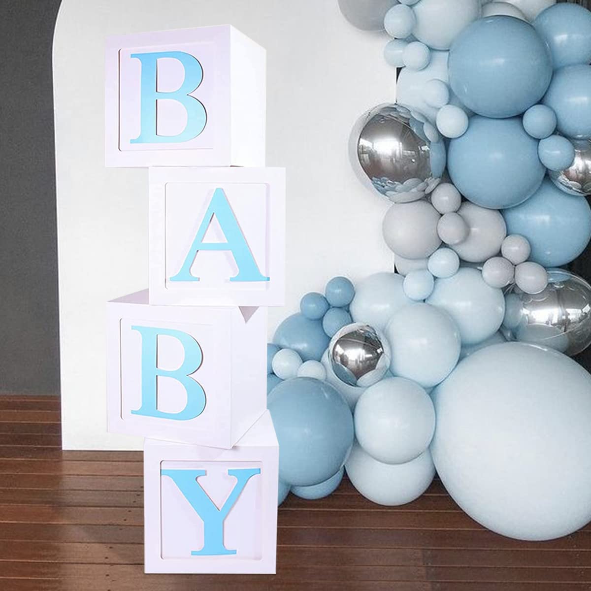 Buy Baby Shower Decorations Boxes for Boys, 4pcs White Baby Balloon