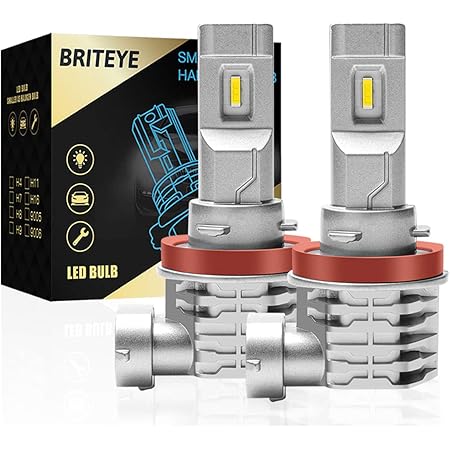 Amazon Briteye まぶしい H11 Ledヘッドライト 車検対応 Creeチップ搭載 6500k ホワイト H8 H9 H11 H16 Ledバルブ 一体型 車用 ヘッドライト ファンレス 2個入 Ledバルブ 車 バイク