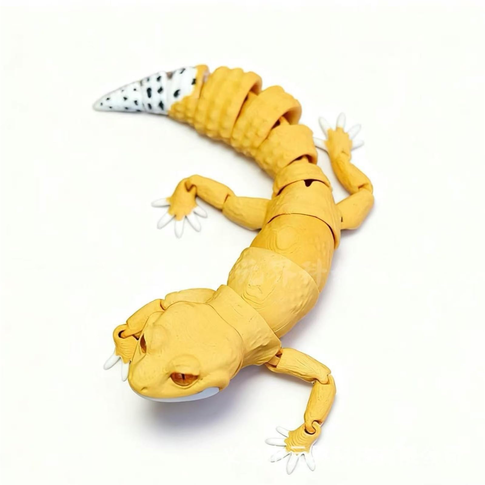 CASOME 3D Printed Leopard Gecko Figurine, Movable Lizard Sculpture for Home Decor, Realistic Reptile Collectible Desk Ornament, Articulated Gecko Model for Reptile Lovers and Collectors(D)
