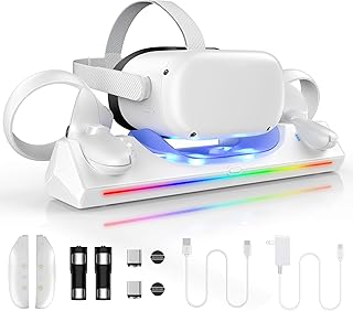 Aceshop VR Charging Dock for Quest 2 with LED Light, Charging Stand for Oculus/Meta Quest 2 Magnetic Charging Station for VR Headset & Controllers, Quest 2 Accessories, USB C Charger, Fast Charging