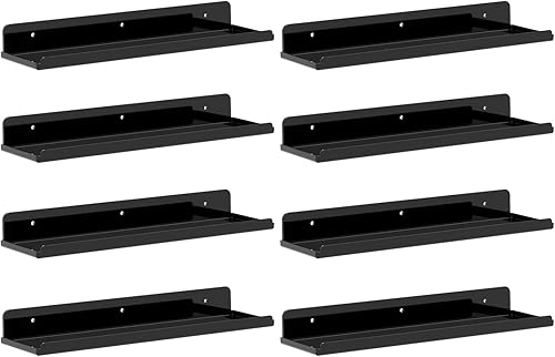 Miniatura 12 de Lifewit Estantes flotantes para pared, paquete de 4 estantes acrílicos blancos de 15 pulgadas, decoración de habitación para estantería/exhibición