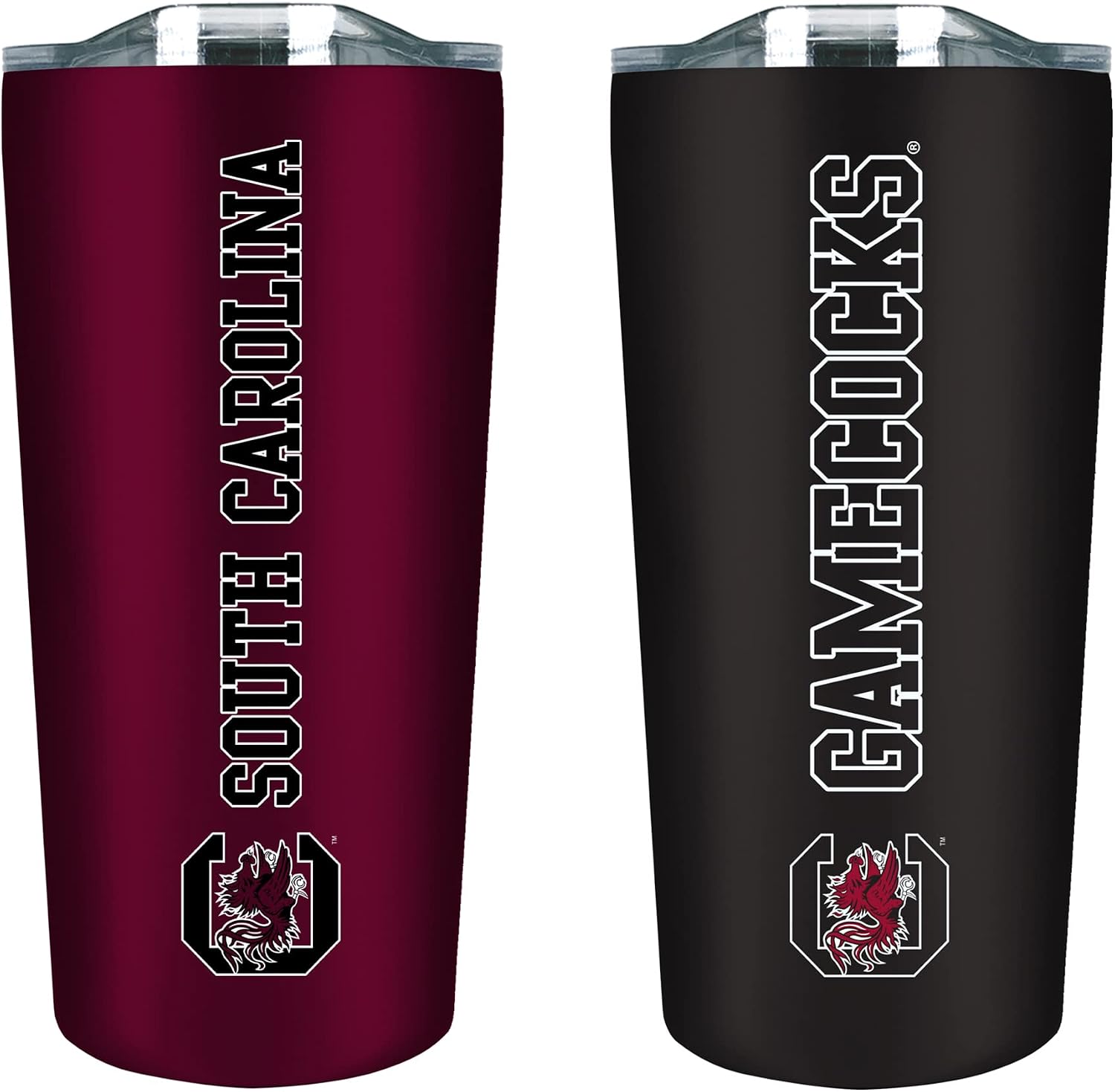 The Fanatic Group University of South Carolina Double Walled Soft Touch Tumbler Set, Design 1 - Burgundy & Black