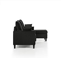 Vista 6 de HOMES: Inside + Out Bevis - Moderna seccional convertible para sala de estar y dormitorio, sofá en forma de L con tela de lino para apartamento