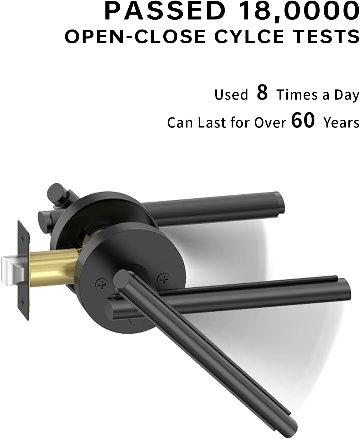Asidrama 6 Pack Matte Black Privacy Door Lever, German Craftsmanship Door Handles Indoor for Bedroom or Bathroom, Heavy Duty Black Door Handles Interior with Locks for Left Right Sided Doors