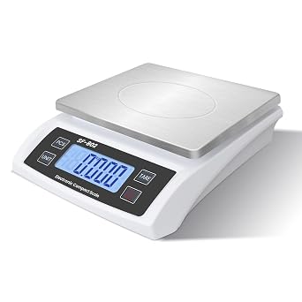 Digital Kitchen Scale 30kg/66lb Large Food Scale for Baking Cooking Stainless Bread Scale with LCD Display Counting Scales for CommercialColor Stainless White