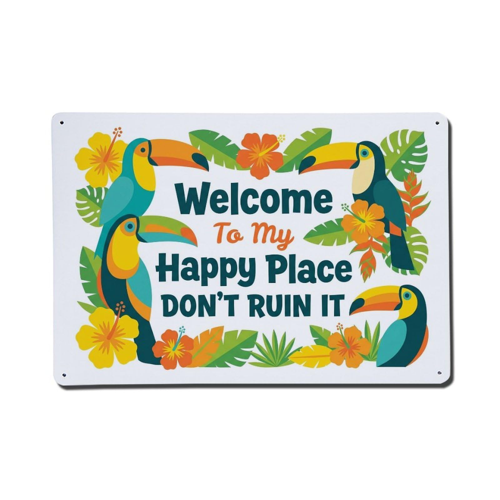 Toucan Tropical Sunroom Humor Metal Tin Sign Plaque Wall Decor for Cafe, Club Bar, Office, Home Garden Metal Poster 8x12Inch