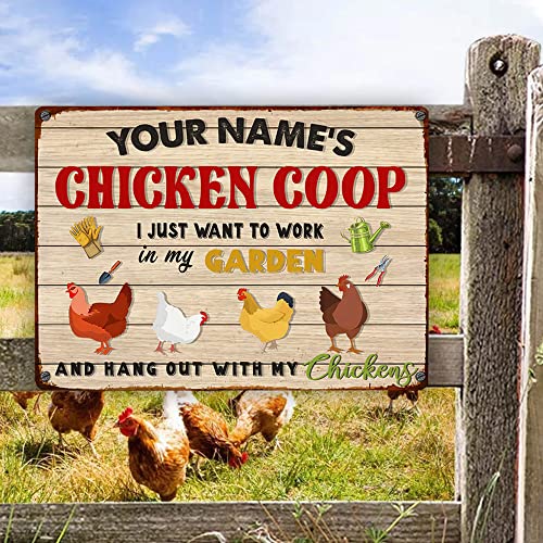 Wodoro Custom Vintage Chicken Coop Metal Tin Sign 12X16 Inches, Hen House Wall Door Plaque, Fluffy Hut Farm Fresh Eggs Funny Chicken Sign, Chick Inn Farmhouse Farm Sign Decor Outdoor Outside (17) #TOP2