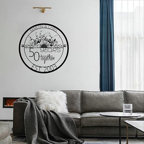 Miniatura 6 de Regalos de boda de 50 aniversario, decoraciones de 50 aniversario, letreros metálicos personalizados para el día del nombre, regalos de boda