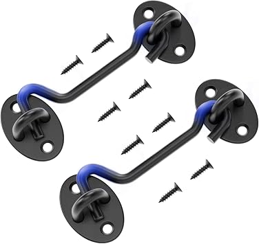 4" Hook and Eye Latch 1 Pack, Privacy Eye Hook Latch, Door Hook Lock, 2Pack