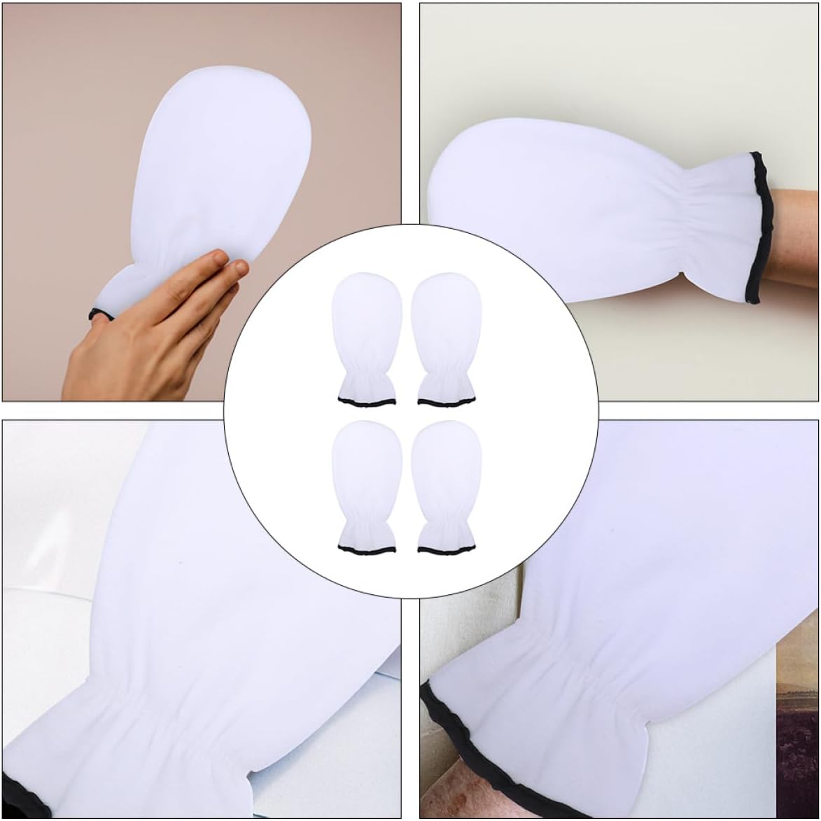 2pairs Paraffin Wax Hand Mitts for Heat Therapy Moisturizing Spa Gloves for Home Salon Use Retain Heat for Better Penetration Fully Washable Reusable White