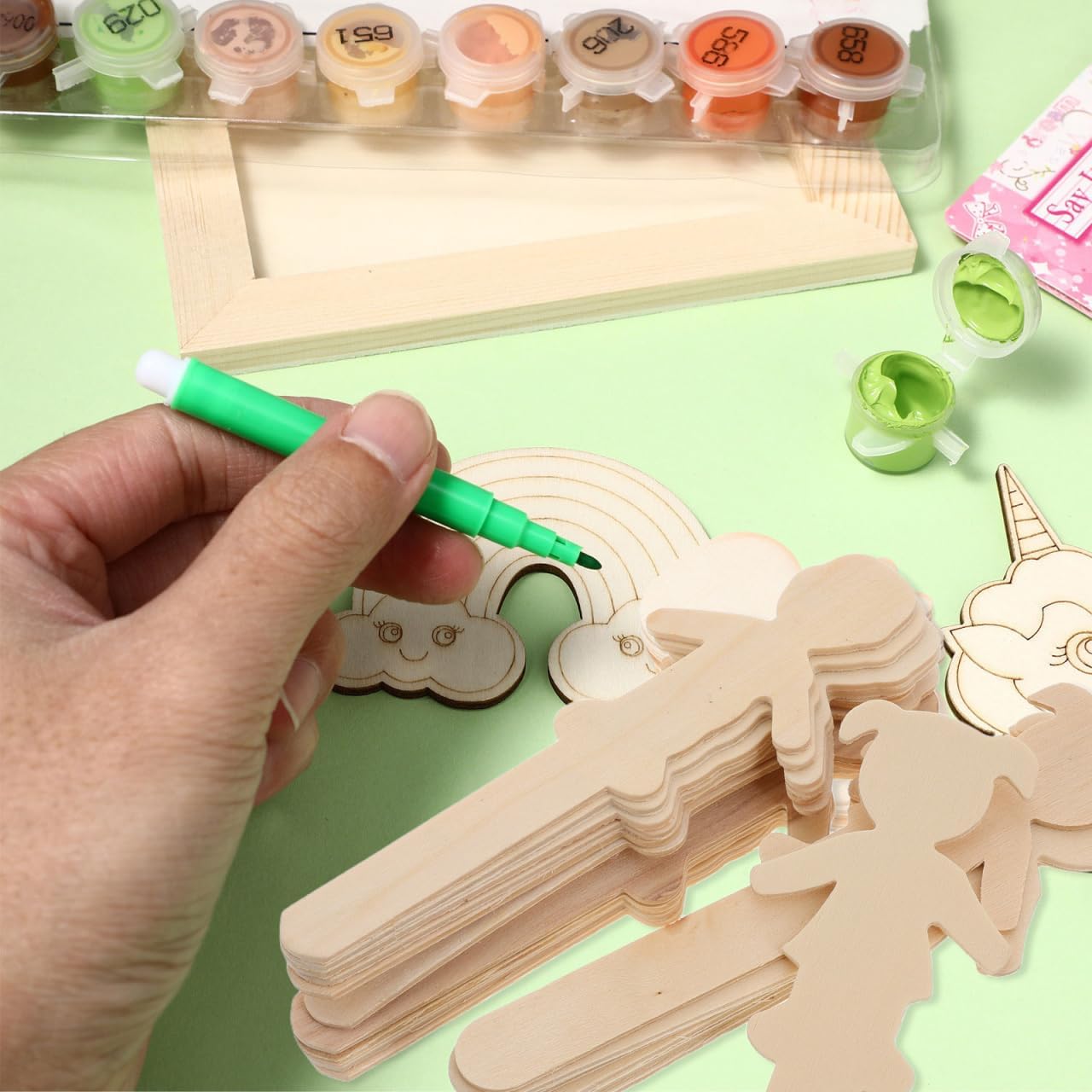 Garneck 20pcs Unfinished Wooden People Shaped Craft Sticks 5.7 Inch Unpainted Boy Girl Cutouts Blank Wood People Slices for Student DIY Arts Project, School Teaching Home Decoration Supplies