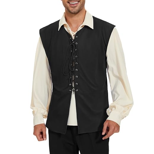 Zando Mens Pirate Vest Renaissance Medieval Viking Costume Halloween Cosplay