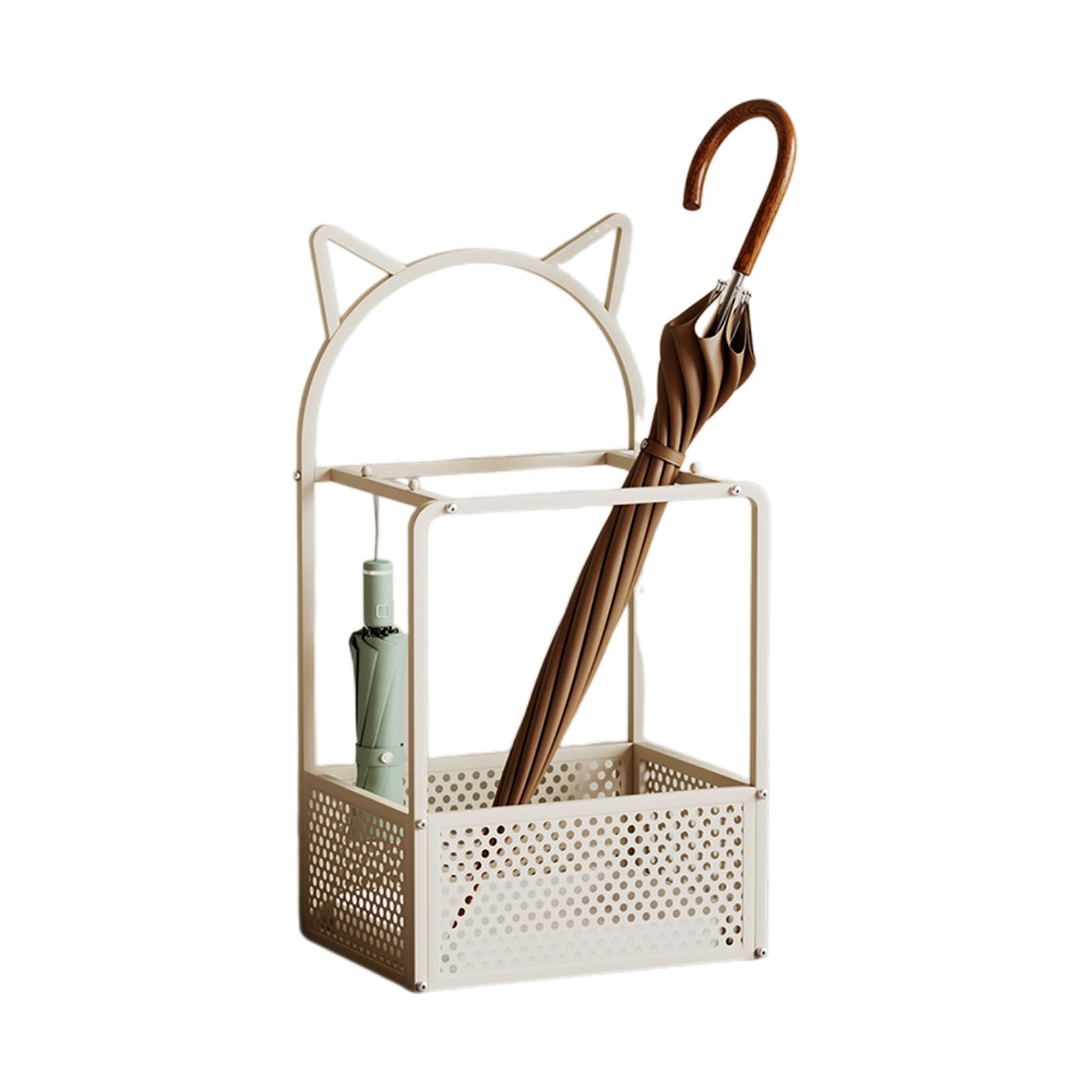 Porte-parapluies en fer blanc avec bac égouttoir amovible anti-rouille