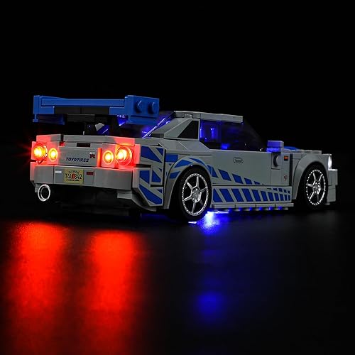 Miniatura 3 de Kit de iluminación LED para Speed Champions 2 Fast 2 Furious Nissan Skyline GT-R (R34), compatible con el modelo LEGO-76917 Building Block, modelo