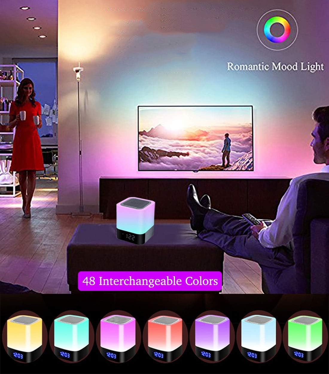 Altoparlante Bluetooth con luce notturna, sveglia con altoparlanti wireless, lampada da comodino con controllo touch, lettore musicale MP3, lampada da tavolo con sensore tattile dimmerabile,