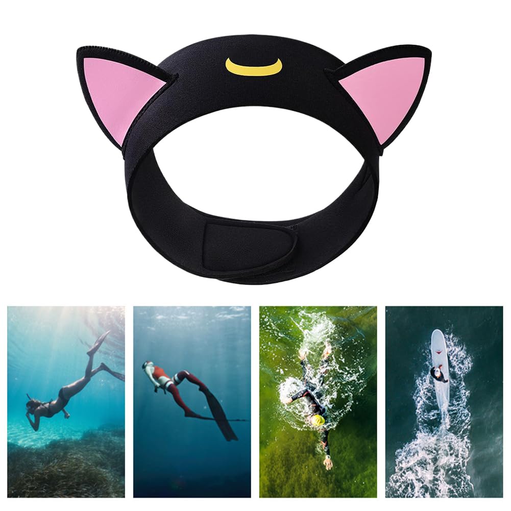 Capuche de Combinaison Oreilles de Chat néoprène 3 mm Serre-tête de plongée réglable Bandeau Protection Cheveux Cartoon pour Enfants et Adultes plongée Tuba Natation Surf