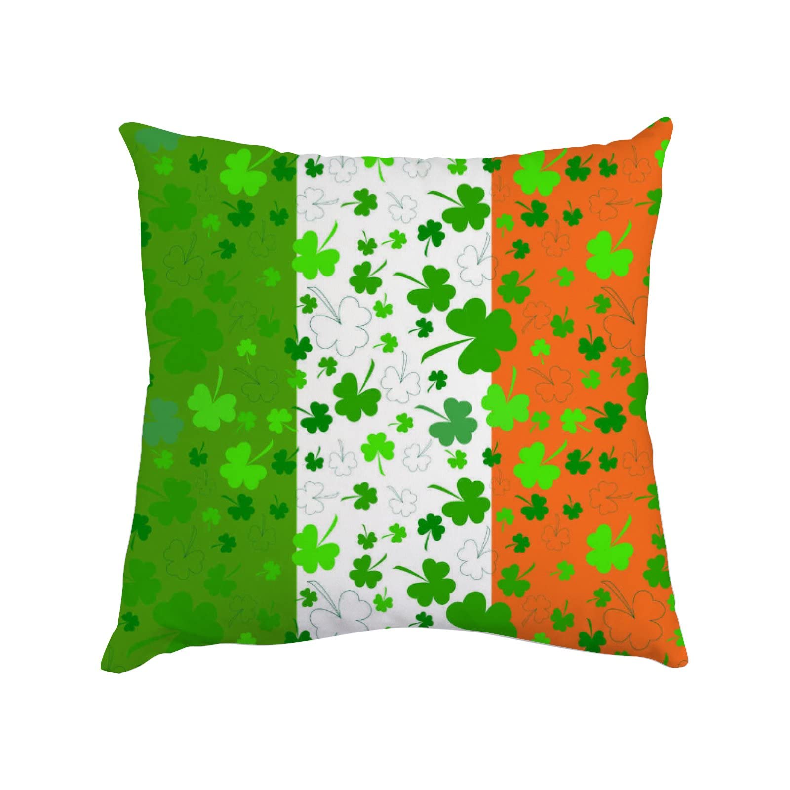 Top Carpenter Clovers St. Patricks Day Cotton Plush Throw Pillow Cushion Case Cover 18x18in Invisible Zipper Home Decor Floral for Couch Sofa No Pillow Insert