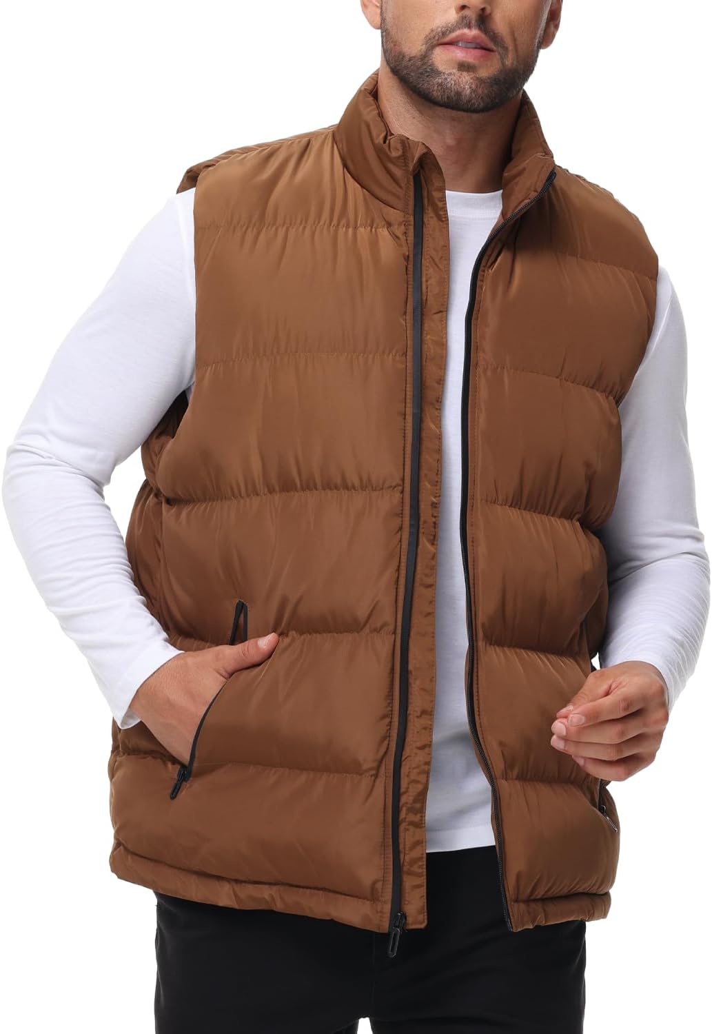 JIHUILAI Men's Puffer Vest Winter Jacket Warm Puffy Vests Men Outdoor Sleeveless Lightweight Water-Resistant Vest M To 5XL