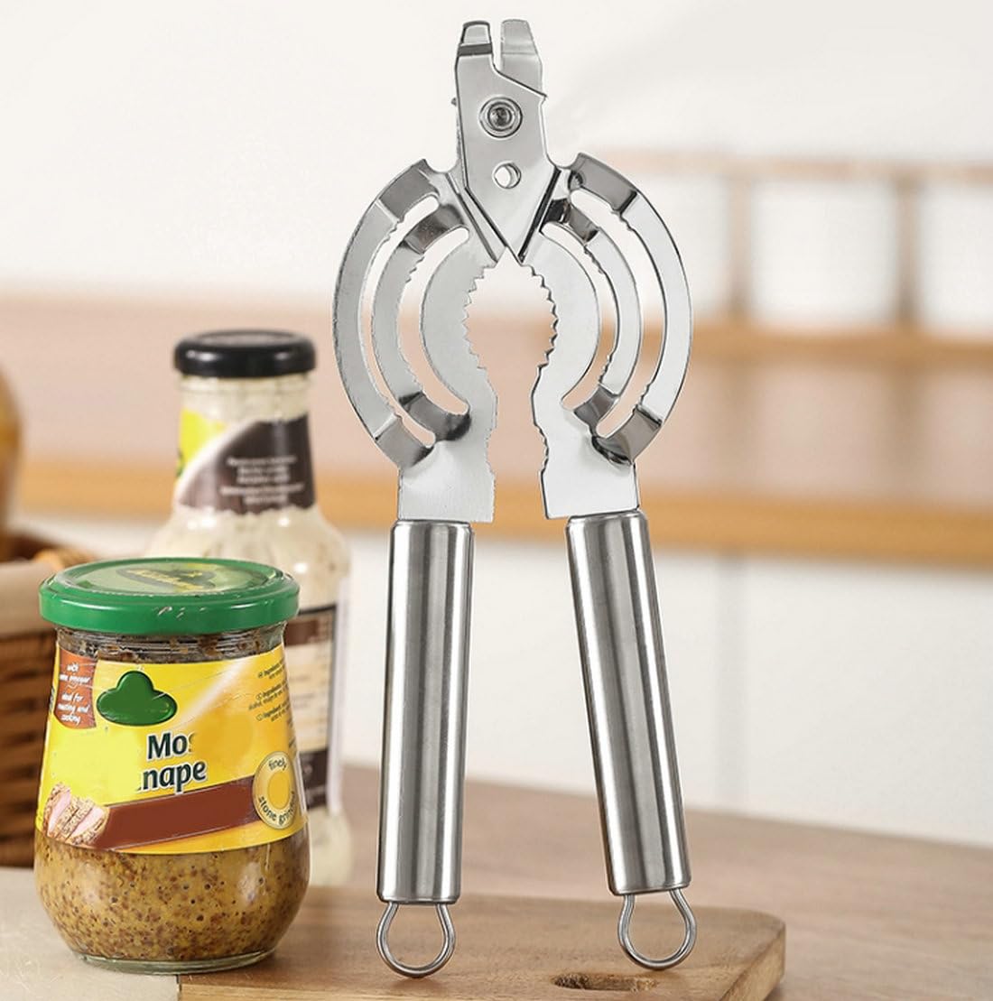 Apriscatole Multifunzione 4 In 1 - Acciaio Inossidabile - Per Barattoli, Bottiglie E Noci - Argento