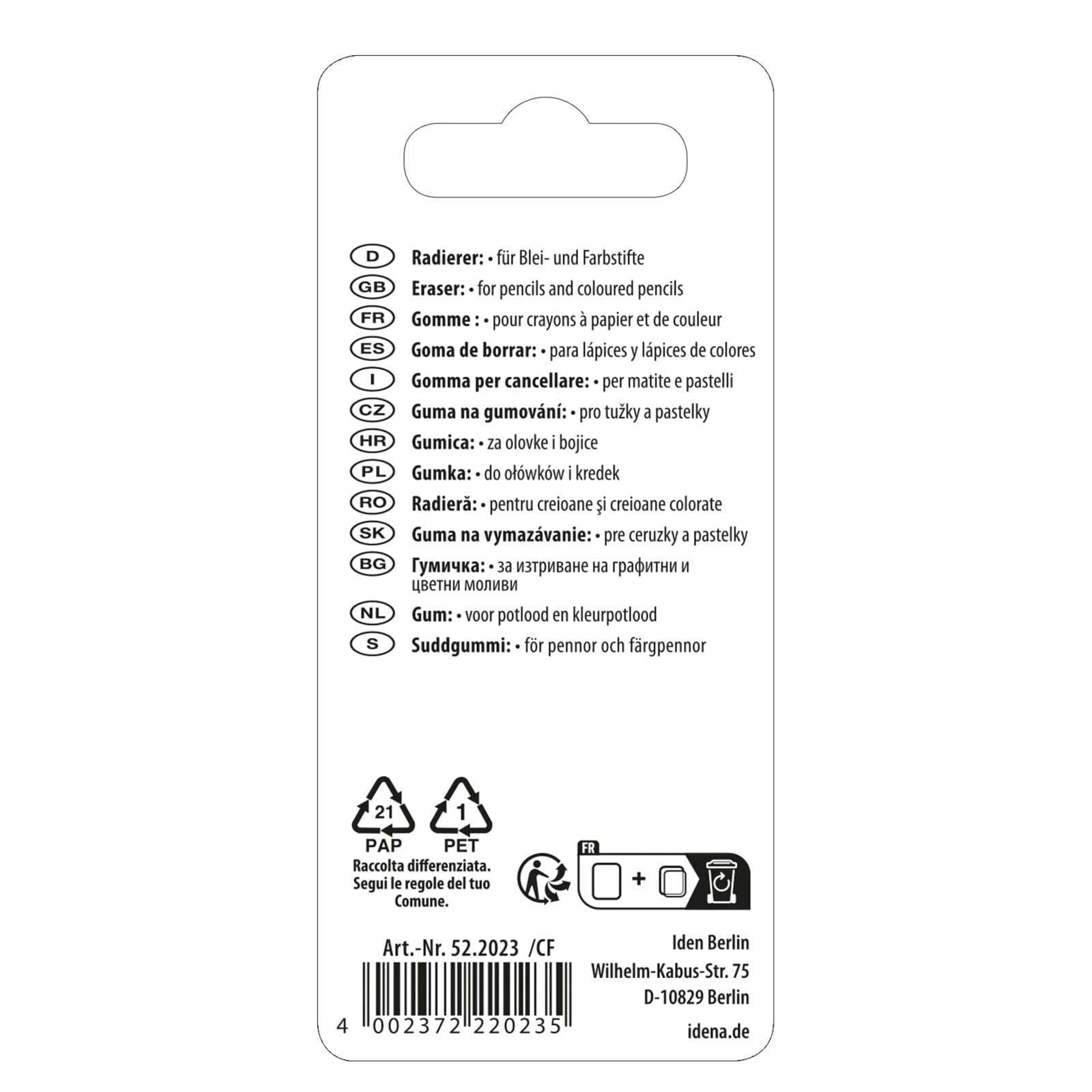 Idena 522023 - Goma de borrar para lápiz y tinta, 2 piezas