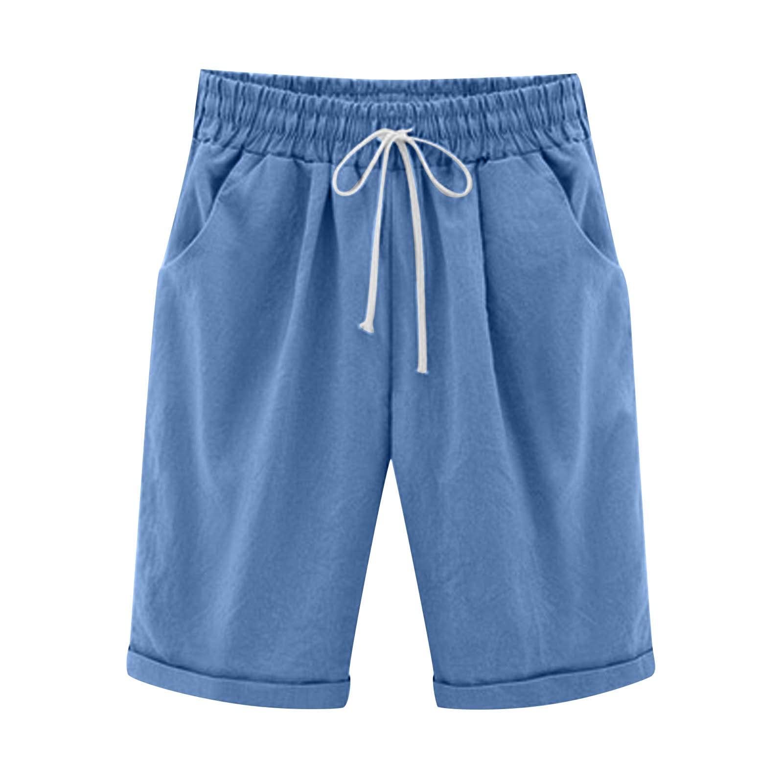 NUSGEAR Pantalones Corto Mujer Lino 2024 Shorts Moda Bermudas Suelto Bolsillo Original Cómodo Casual Cordón Pantalones Corto Verano Color Sólido holgadas elásticas Cintura Ligeros Talla Grande