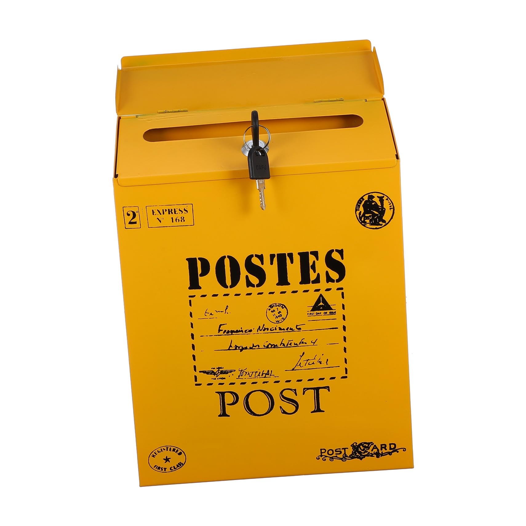 Boîte aux lettres verrouillable vintage murale en métal pour courrier extérieur
