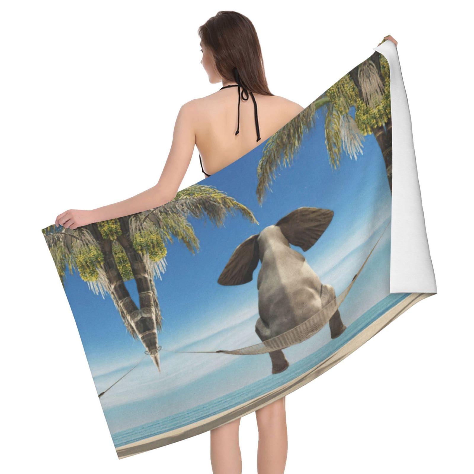 Serviette de bain microfibre éléphant 81x132 cm