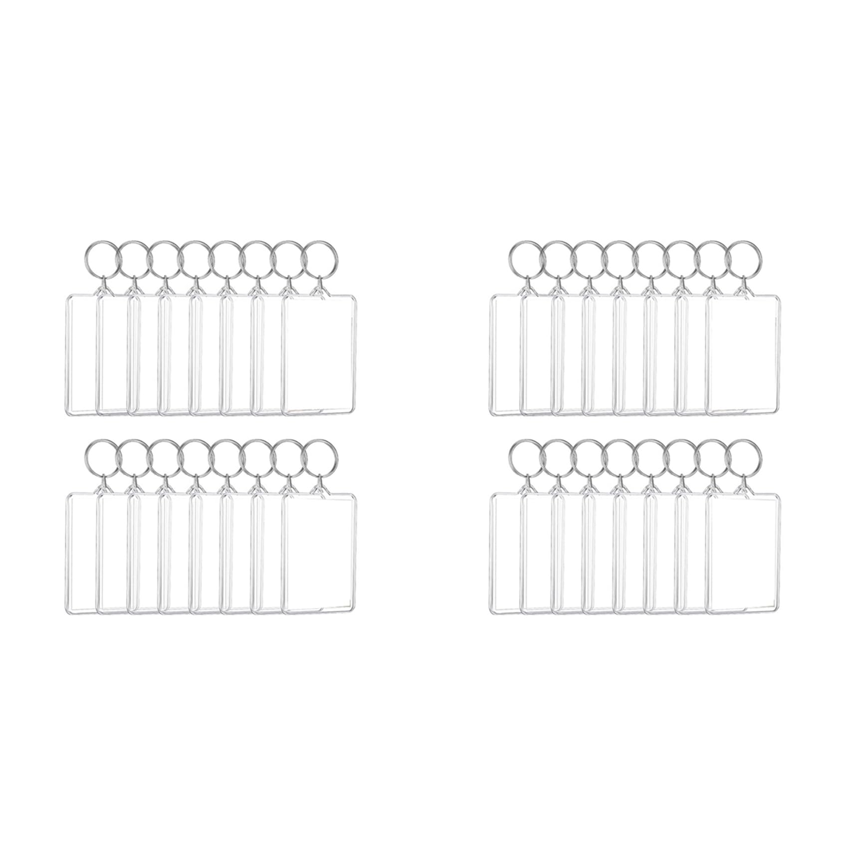 Hndhbfgrt 32PCS Acrylic Photo Frames Keychain Holder Photo Insert Blank Keyring for DIY Craft 2.2 X 3 Inch