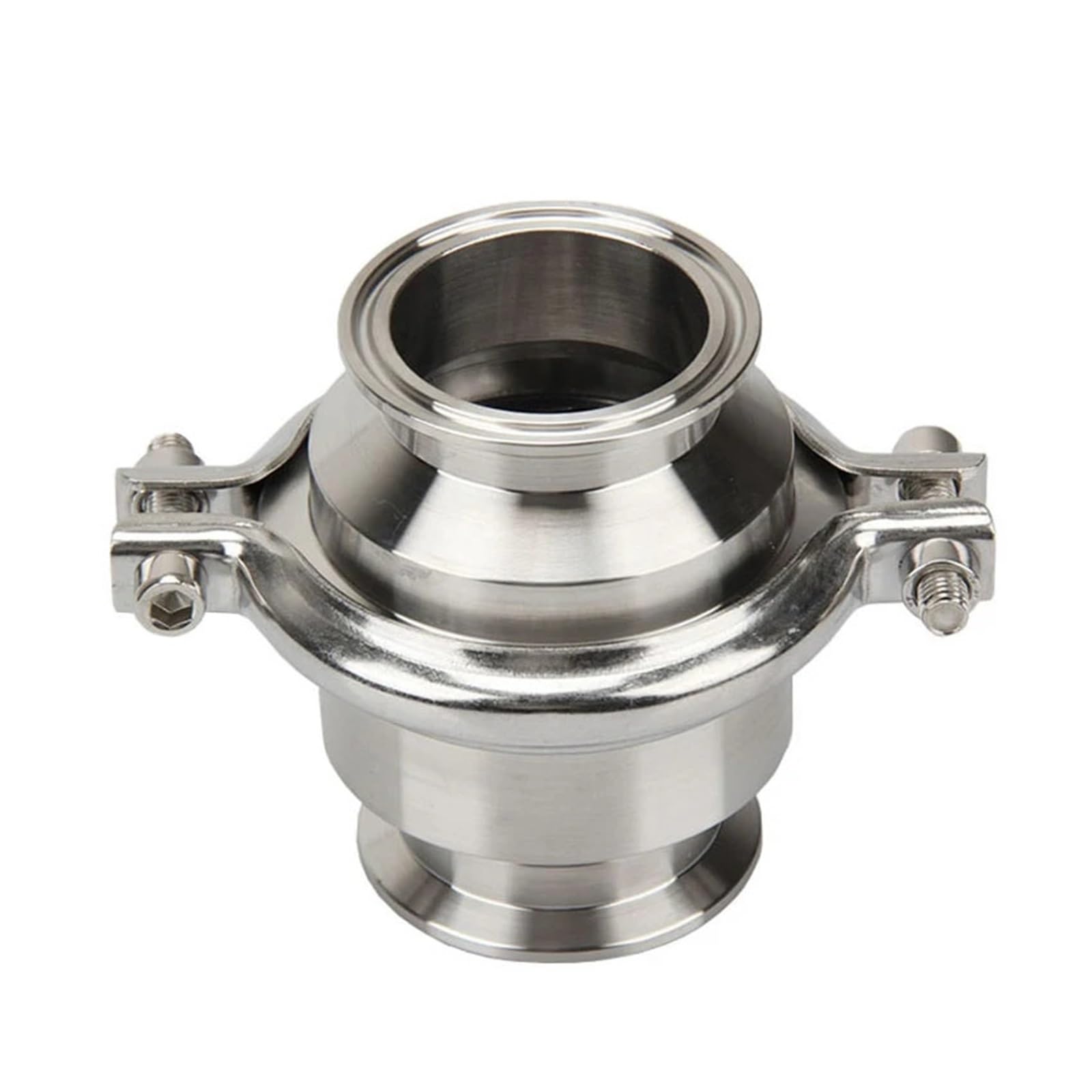Sanitarny zawór zwrotny trójzaciskowy 1,9 cm do 6,3 cm, jednokierunkowa kontrola przepływu ze stali nierdzewnej SS304 do systemów rurociągowych (45 mm x tuleja 64)