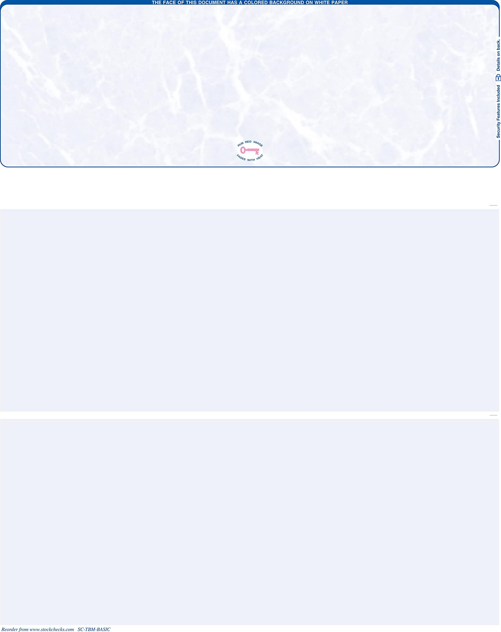 3000 Blank Laser Check Stock - Blue Marble - Top. Order Checks!