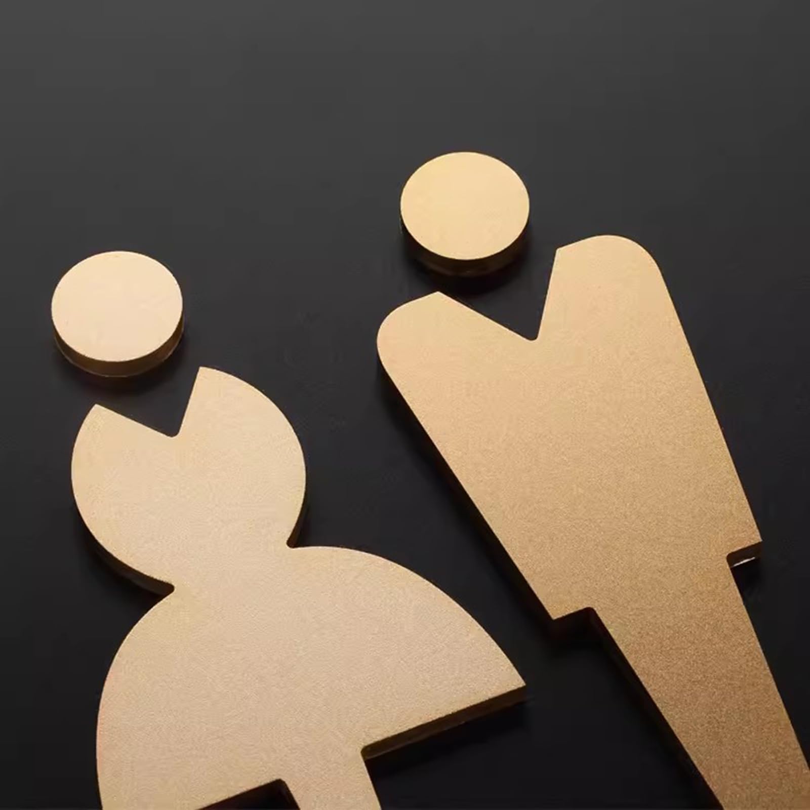 cartel para la puerta del baño, Letrero de metal for baño (hombres y mujeres), ideal for negocios, hogar, oficina restaurantes, 6 pulgadas alto, 2 unidades(Gold)