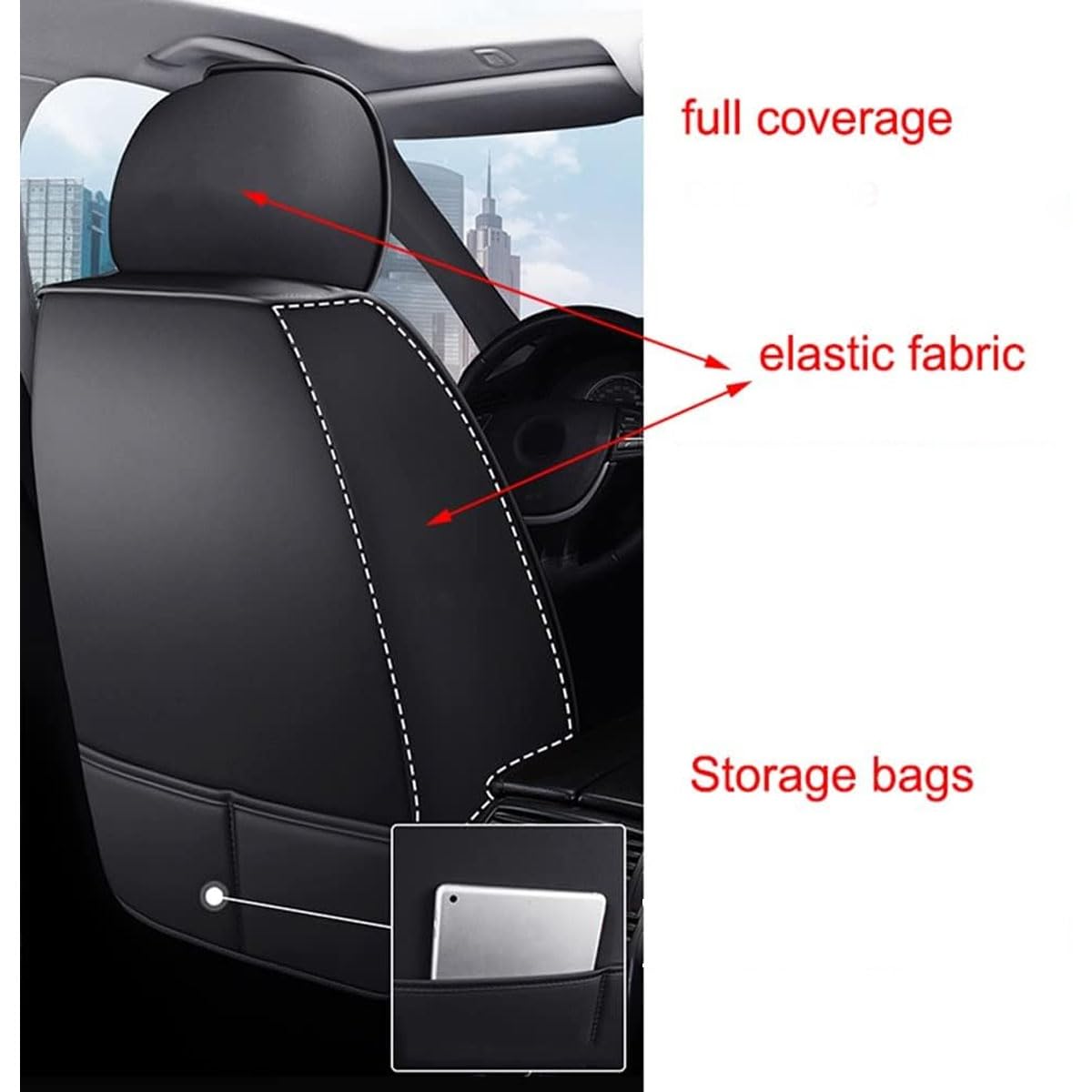 Genérico Fundas Asientos Coche para Honda CRV 2001-2006, Fundas para Asientos de Coche de Cuero Conjunto Completo, Compatible con Airbags, Diseño Envolvente Completo, Respaldo Trasero Partido