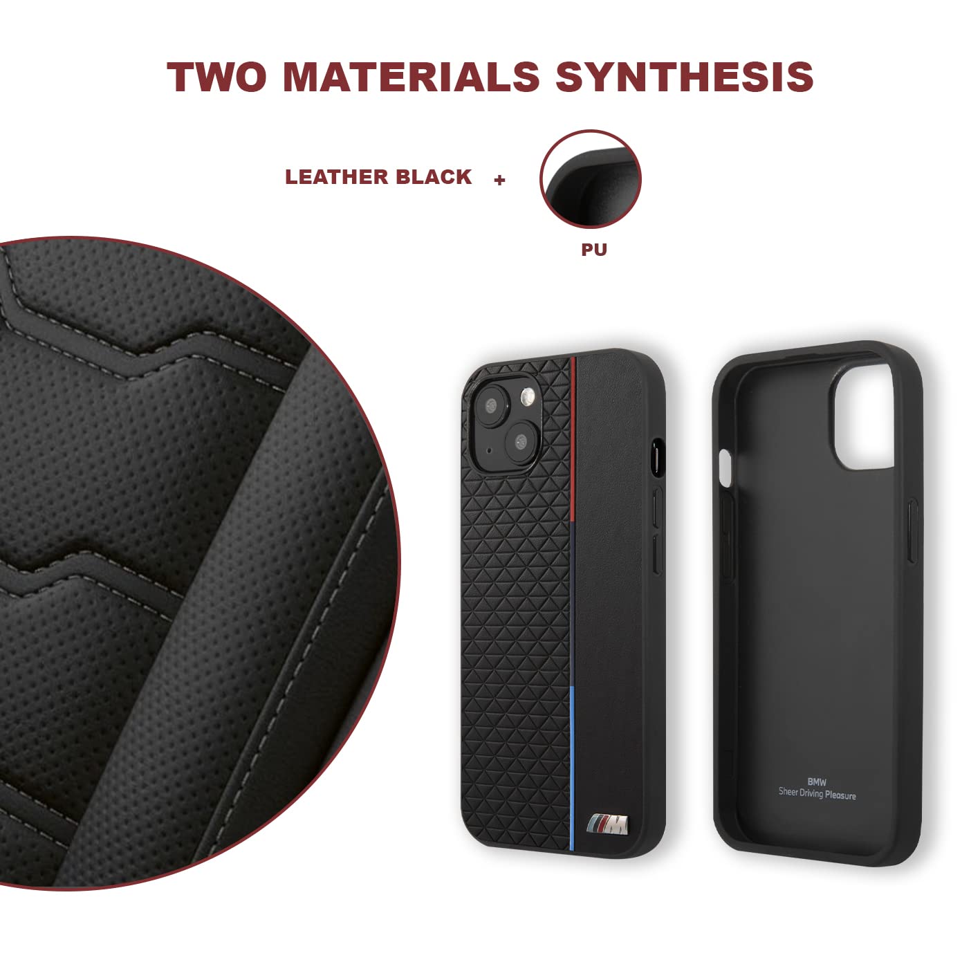 BMW BMHCP13MTRTBK - Custodia per iPhone 13 6,1", collezione M Triangles