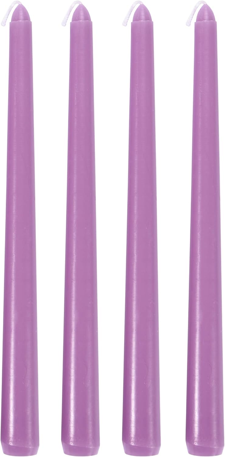 Dawhud Direct Purple Dripless Taper Candle 4pcs Set Smokeless Long Wax Candles Colored Taper