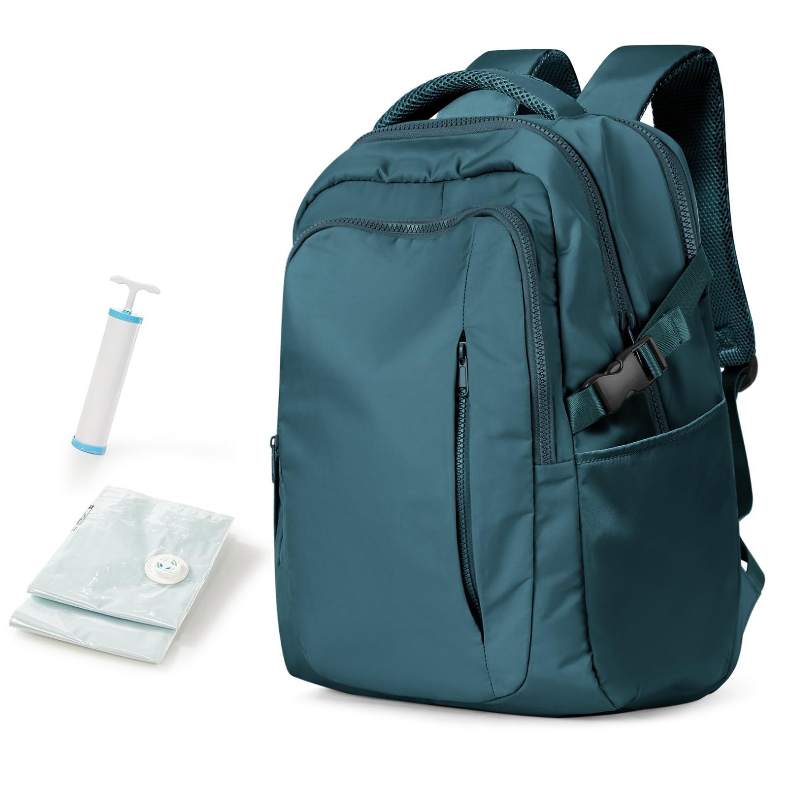 Travel Backpack for Women Airline Approved Carry On，Large Laptop Backpack for Men,Flight Approved Luggage Backpack (Blue-with 2 Vacuum Bags and Pump, Large)