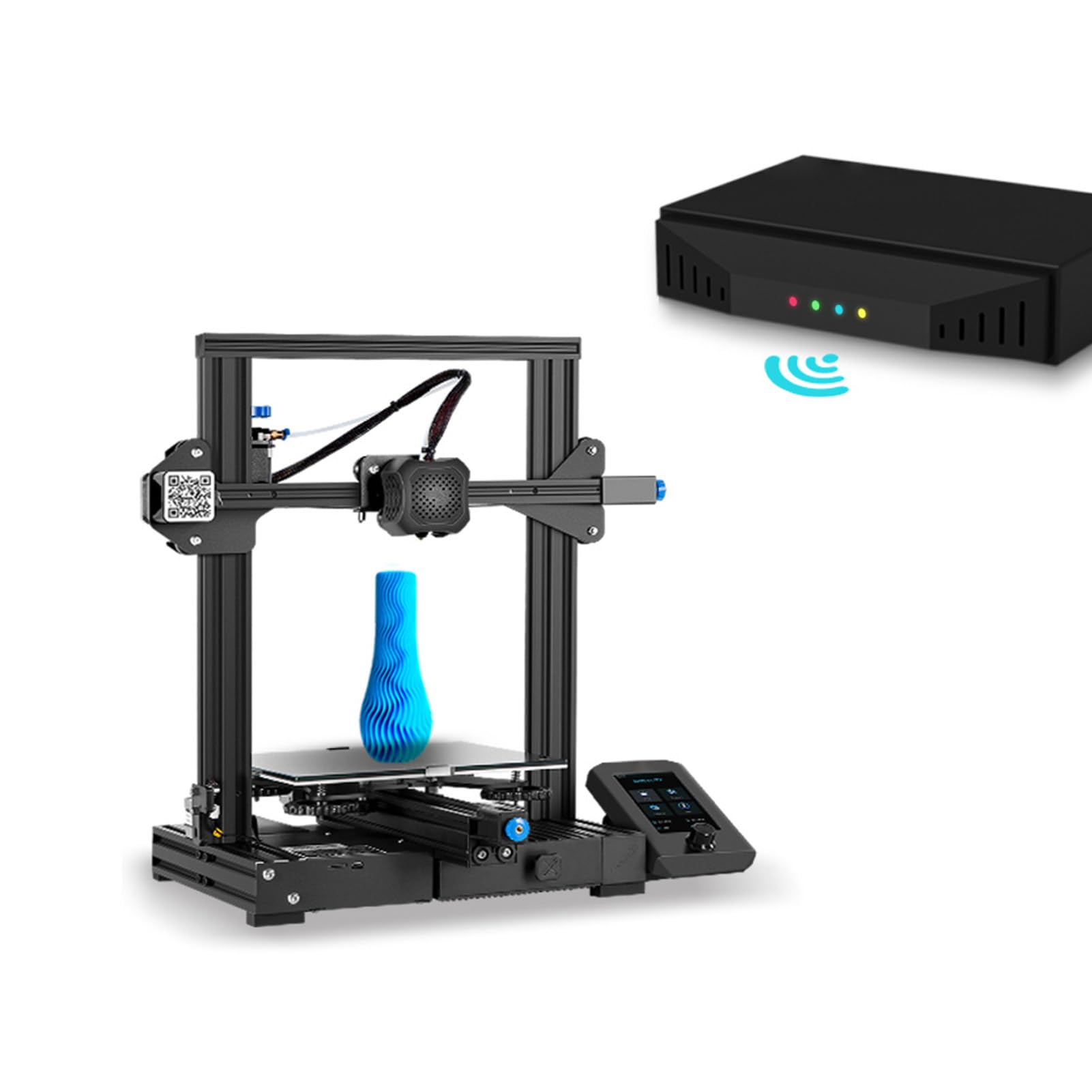 WiFi Box 2.0 Assistant de Prise de Vue en accéléré pour Imprimante 3D Configuration BT et à Distance, Carte TF 8G Incluse, Convient aux Utilisateurs D'imprimante 3D FDM, Matériau ABS Noir