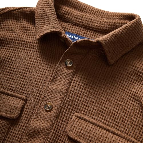 Mens Shirts Casual Button Down I Waffle Weave Magnetic Adaptive Clothing for Men with Dual Oversized Pockets3
