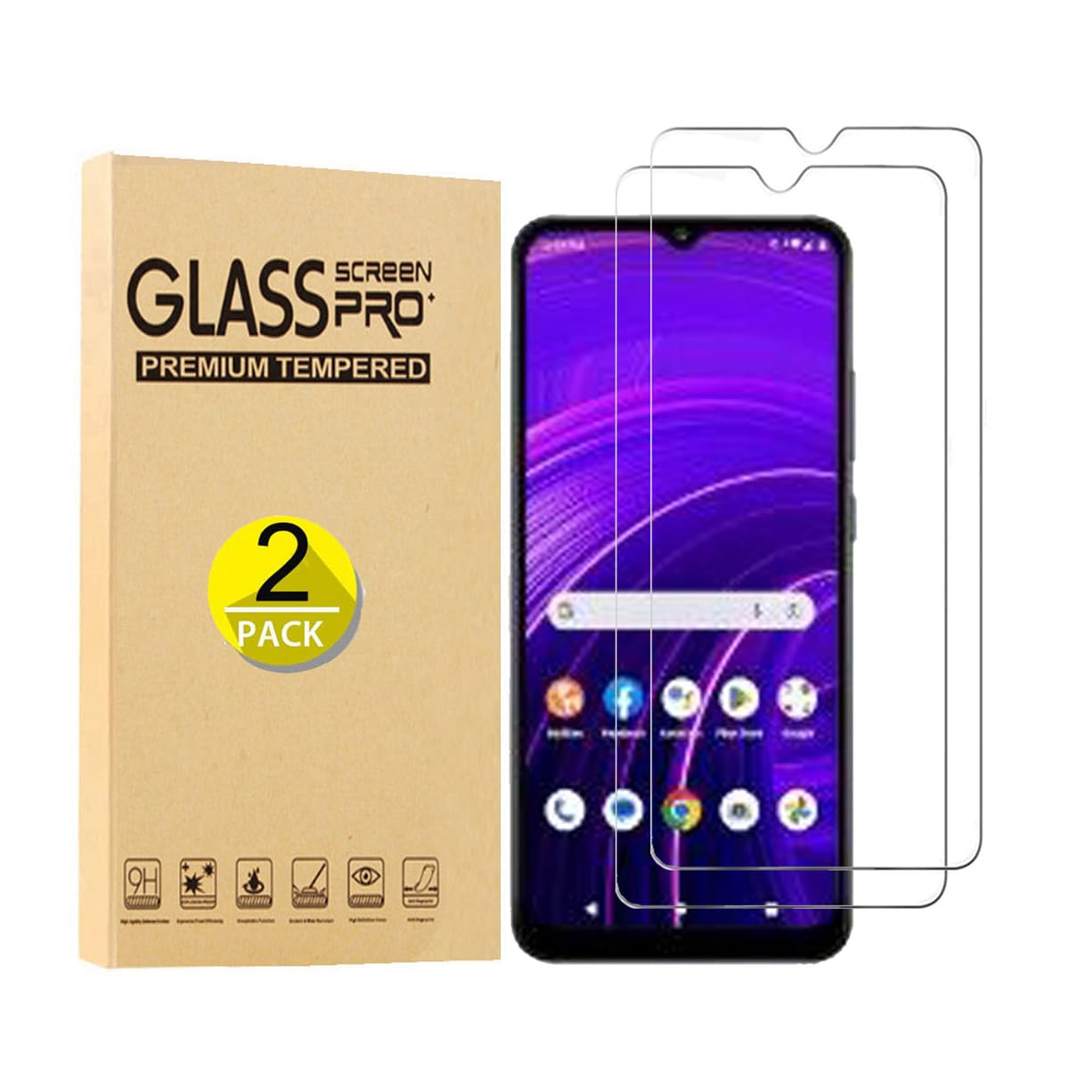 2-Pack Tempered Glass Screen Protector For Blu View 4 B135DL - Case Friendly 9H Hardness