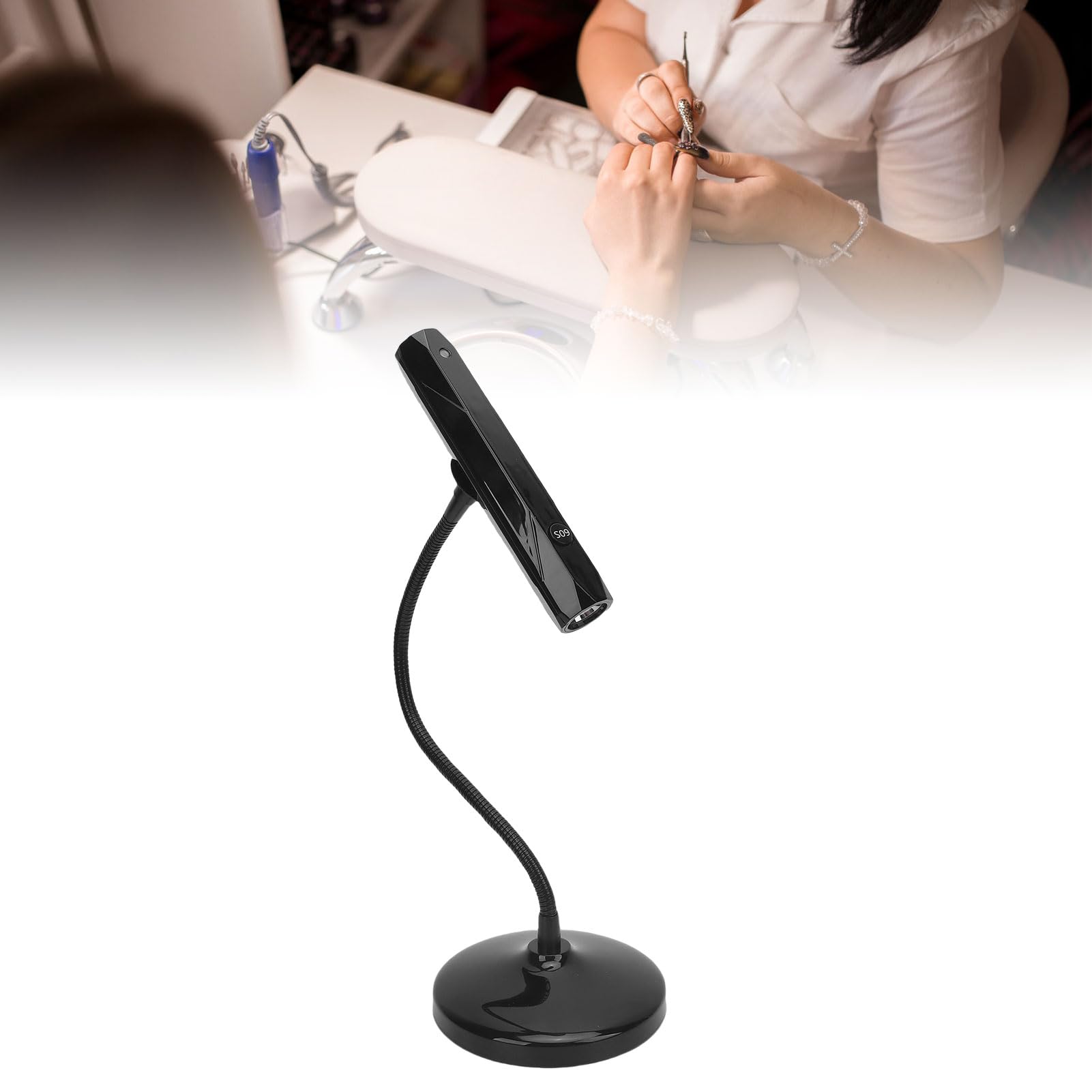 Gooseneck Gel Nail Lamp, USB 9W Rechargeable LED Gel Nail Light 360 Degree Rotatable with 60S Timer and Manicure Dryer Fast Flash Curing, for Home and Nail Salon (Purple light