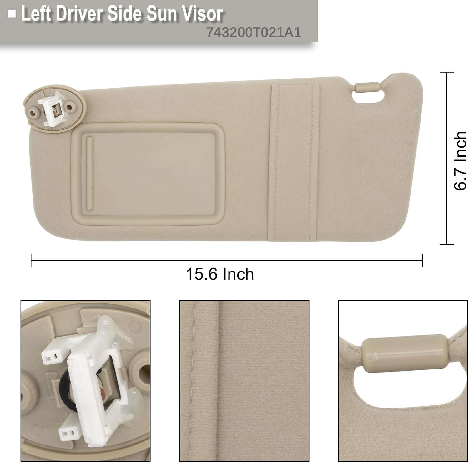 NHILES Driver & Passenger Side Sun Visor Replacement Fits for Toyota Venza 2009-2016 Sunshade 743100T021A1 743200T021A1 Color: Beige