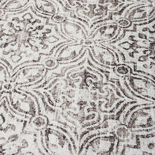 Realife Machine Washable Rug - Stain Resistant, Non-Shed - Eco-Friendly, Non-Slip, Family & Pet Friendly - Made From Premium Recycled Fibers - Mosaic Tile - Beige, 2'6" X 6' #TOP9