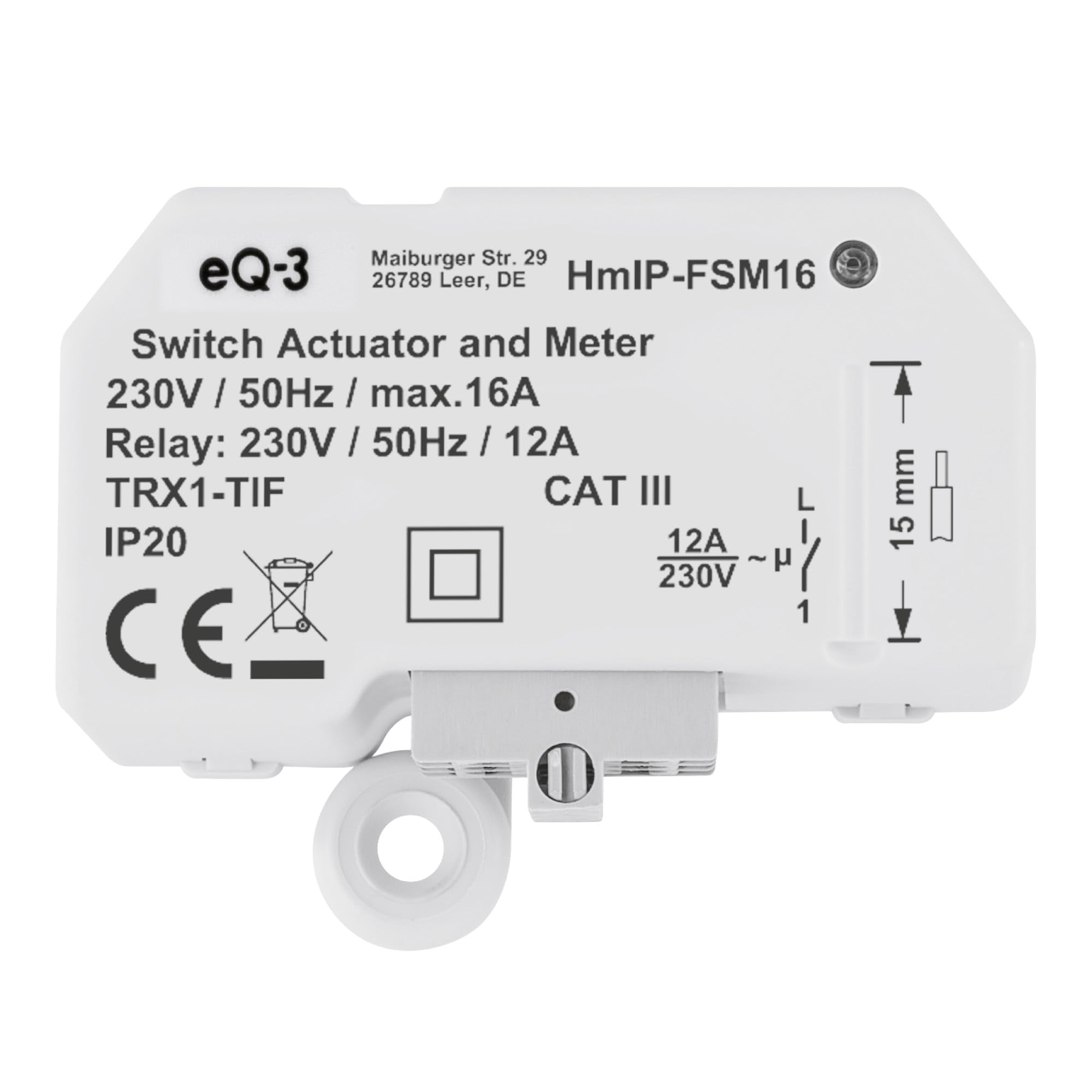 Homematic IP Smart Home Schalt-Mess-Aktor (16 A) – Unterputz, Aktor misst Strom, steuert Geräte und Leuchten per App, Alexa & Google Assistant, Energie sparen, 150239A0