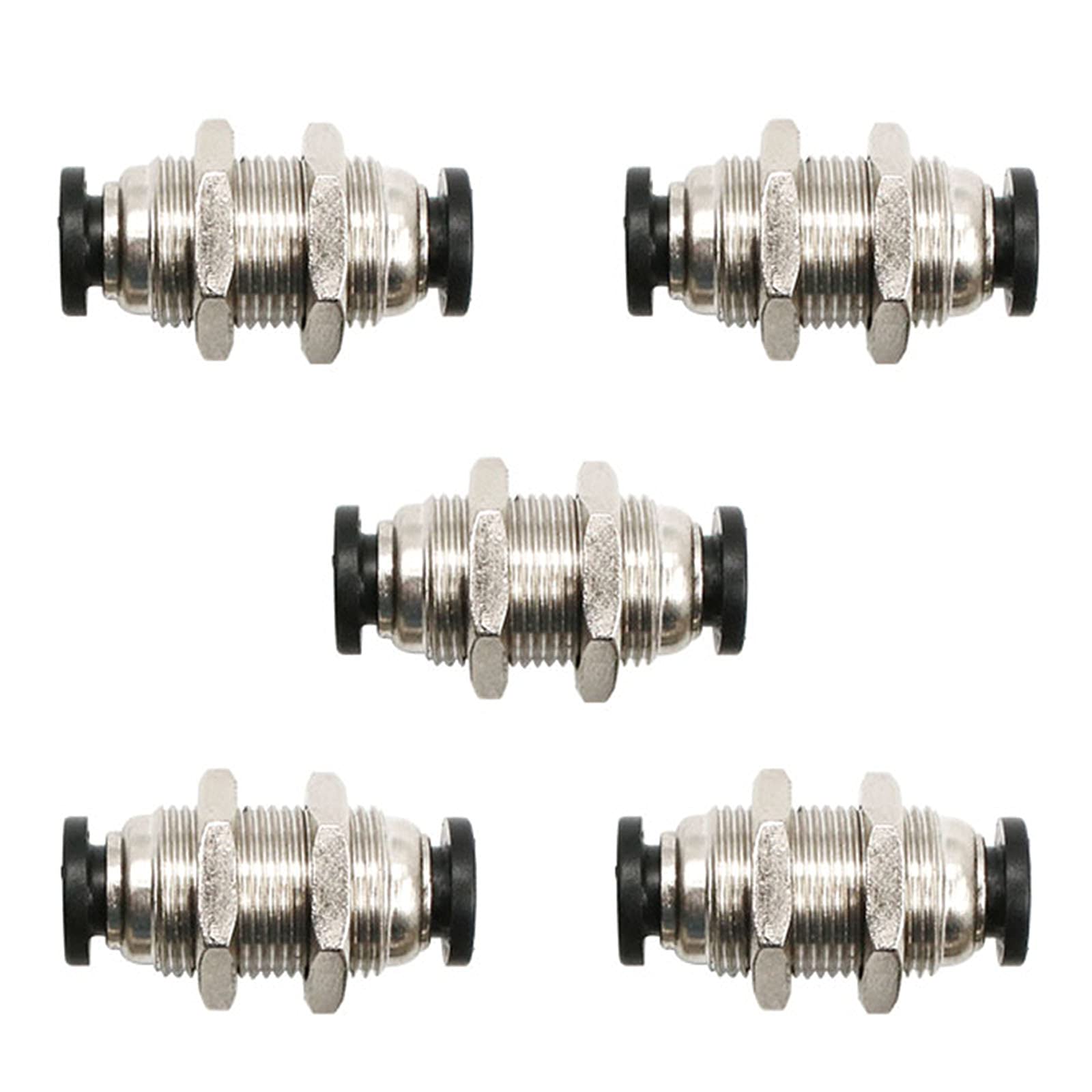 Jienk 5Pcs Bulkhead Union 3/8" x 3/8" Tube OD Push to Connect Tube Fitting, PMM-3/8 Pneumatic Quick Connect Air Fitting