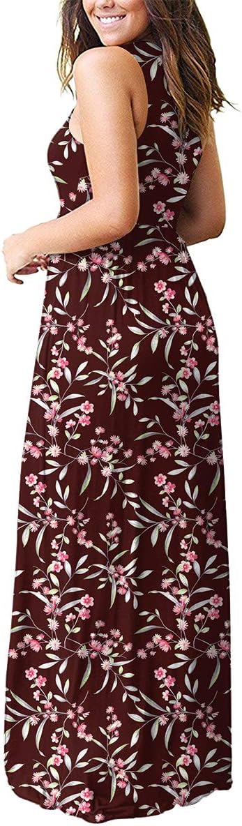 LILBETTER Women's Sleeveless Racerback Loose Plain Maxi Dresses Casual Long Dresses with Pockets - Image 3