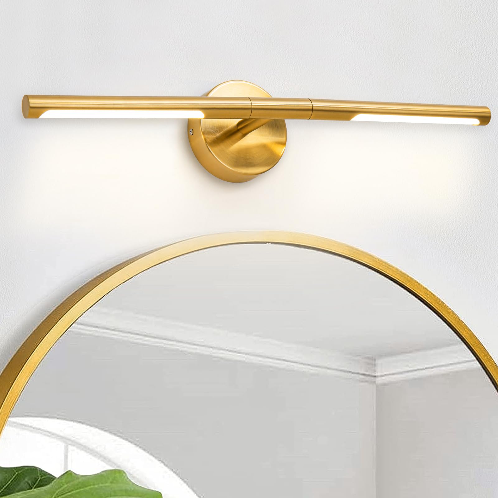 (similar)Gold Bathroom Light Fixtures Over Mirror 24 Inch, 18W 360° Rotatable Dimmable 4000K Led Vanity Light Bar, Brushed Gold Bathroom Vanity Lights Above Mirror, Brass Led Bathroom Lighting
