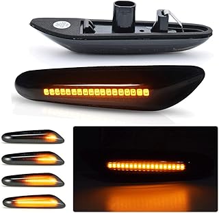 Smoke LED Side Marker Turn Signal Lights Replacement for BMW E46 E60 E82 E83 E88 E90 E91 E92 E93 X1 X3 325i 328i 335i 525i 528xi 530xi & more - Driver & Passenger Side Turn Signal Lamp Assembly