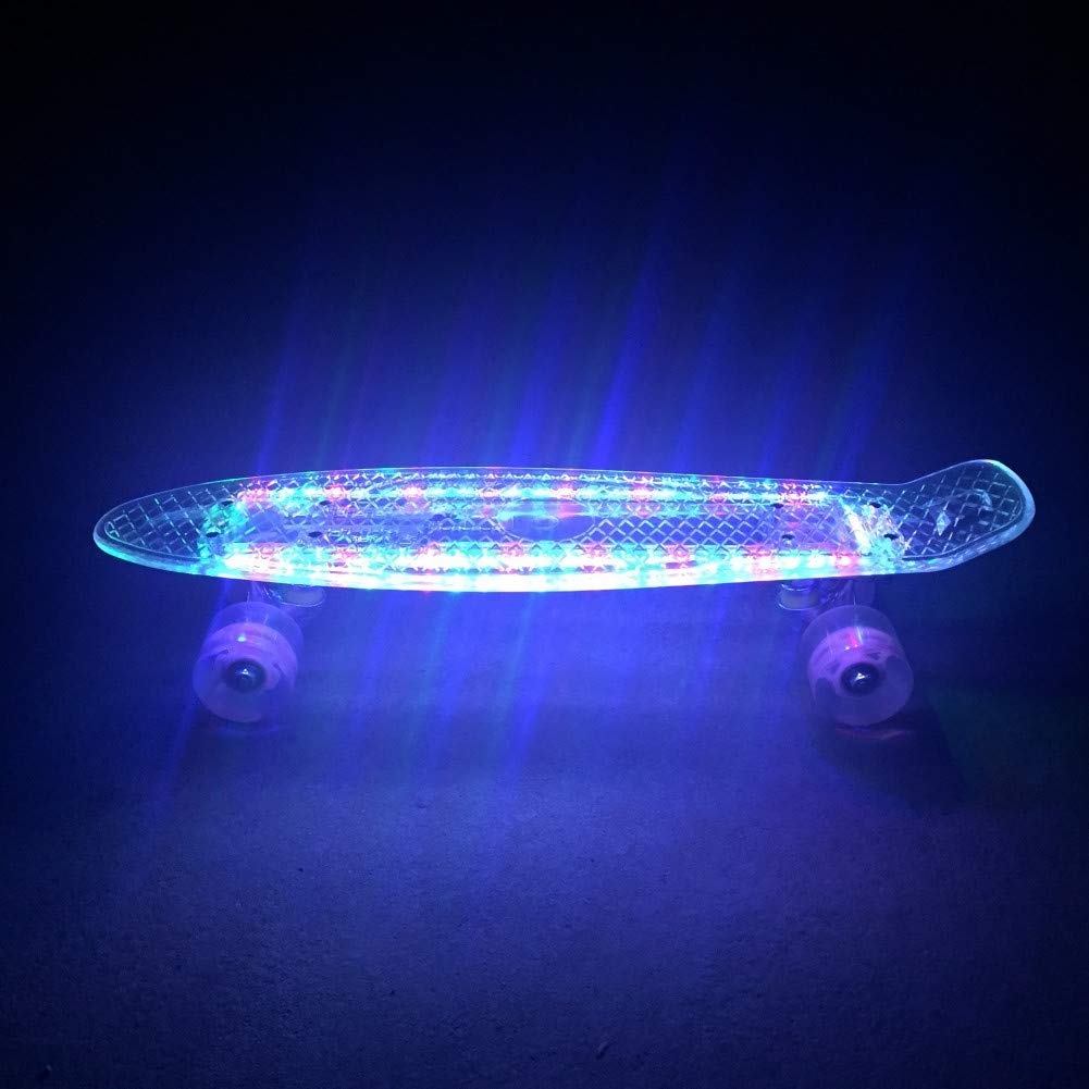 Life Mini Cruiser Retro Skateboard, 22 inch Cruiser Board Skateboards with LED Bearings, Retro Plastic Complete Skateboard for Boys and Girls