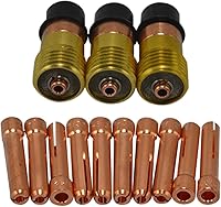 Vista 6 de RIVERWELD TIG Stubby Gas Lens Collet Cuerpos 17GL332 10N24S 3/32 '' 0.094 in Assort Kit para QQ300 PTA DB SR WP 17 18 26 TIG Antorcha de soldadura