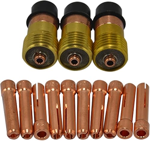 Miniatura 6 de RIVERWELD TIG Stubby Gas Lens Collet Cuerpos 17GL332 10N24S 3/32 '' 0.094 in Assort Kit para QQ300 PTA DB SR WP 17 18 26 TIG Antorcha de soldadura